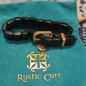 Rustic Cuff Black and Gold Bracelet